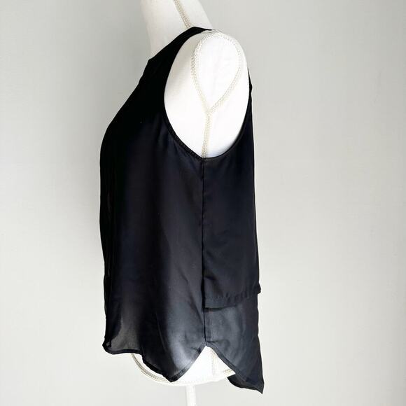 Anthropologie Top Size 4 Womens Maeve Black Sleeveless Button Front Sheer - Picture 5 of 10